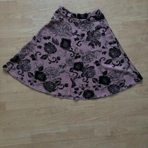 Faith and Joy Purple A-Line Flare Skirt with Velvet Embroidery
